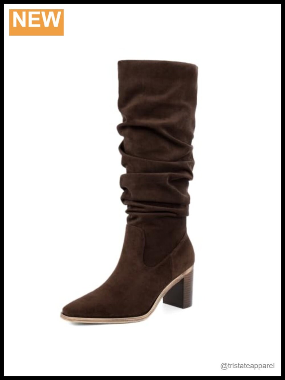 Women Slouchy Suede Knee High Boots Square Toe Chunk Heel Zip Fall